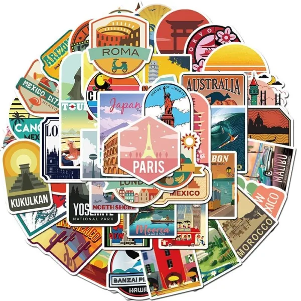 stickers valise destinations du monde