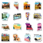 pack de 50 autocollants états américains