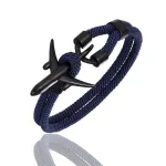 Bracelet Avion <br>Noir & Corde Bleu Marine