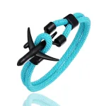 Bracelet Avion <br>Noir & Corde Turquoise