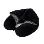 Coussin de Voyage <br>Hoodie Plaid Noir