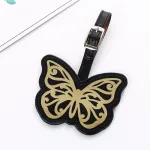 étiquette bagage en cuir papillon
