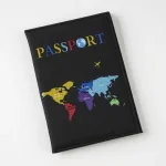 étui passeport en simili cuir carte du monde