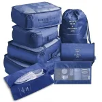 organisateurs de valise colorful life set de 8 bleu marine