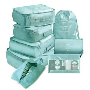 organisateurs de valise colorful life set de 8 turquoise