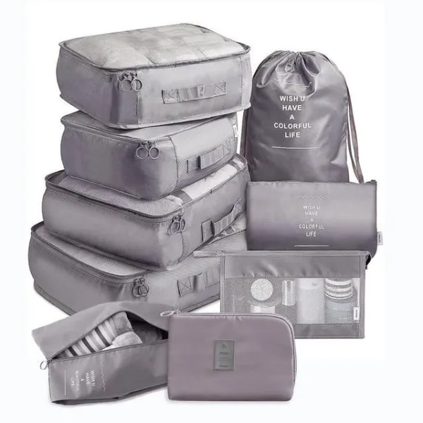 organisateurs de valise colorful life set de 9 gris