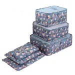 organisateurs de valise fleurs set de 6 bleu