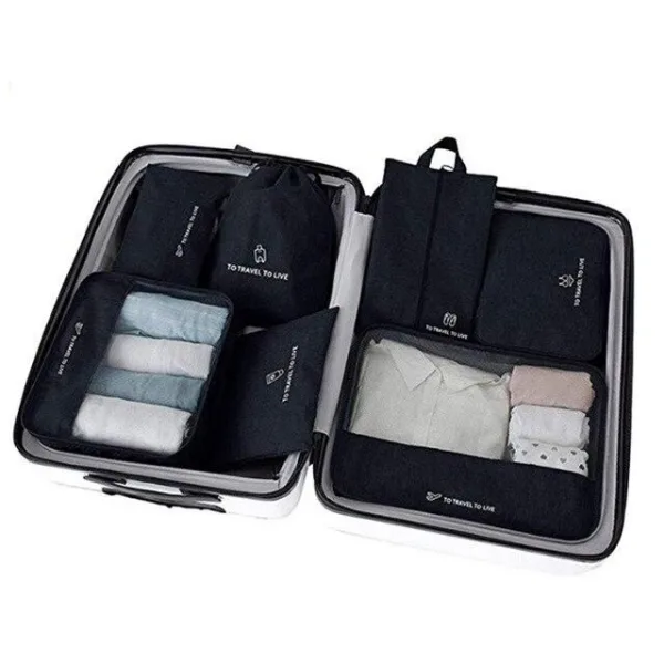 organisateurs de valise to travel to live set de 7 noir