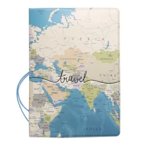 protège-passeport blue travel map