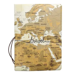 protège-passeport brown travel map