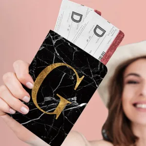 protège passeport personnalisable lettre dorée marbre