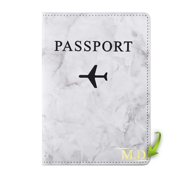 protège passeport personnalisé avion marbre