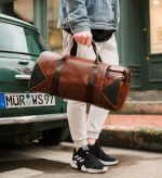 sac week-end en cuir marron