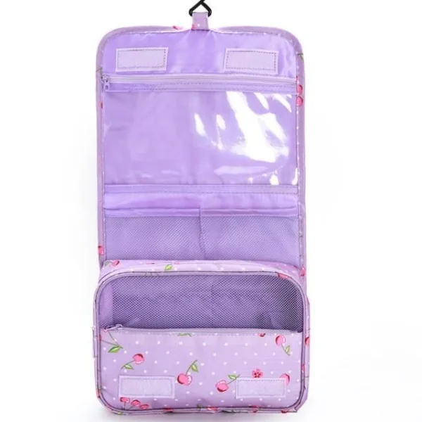 trousse de toilette de voyage cerises violette