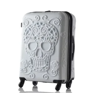 Valise Tête de Mort Mexicaine Rigide <br>Skull (Blanc)