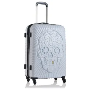 Valise Tête de Mort Mexicaine Rigide <br>Relief (Blanc)