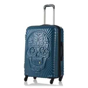Valise Tête de Mort Mexicaine Rigide <br>Relief (Bleu)